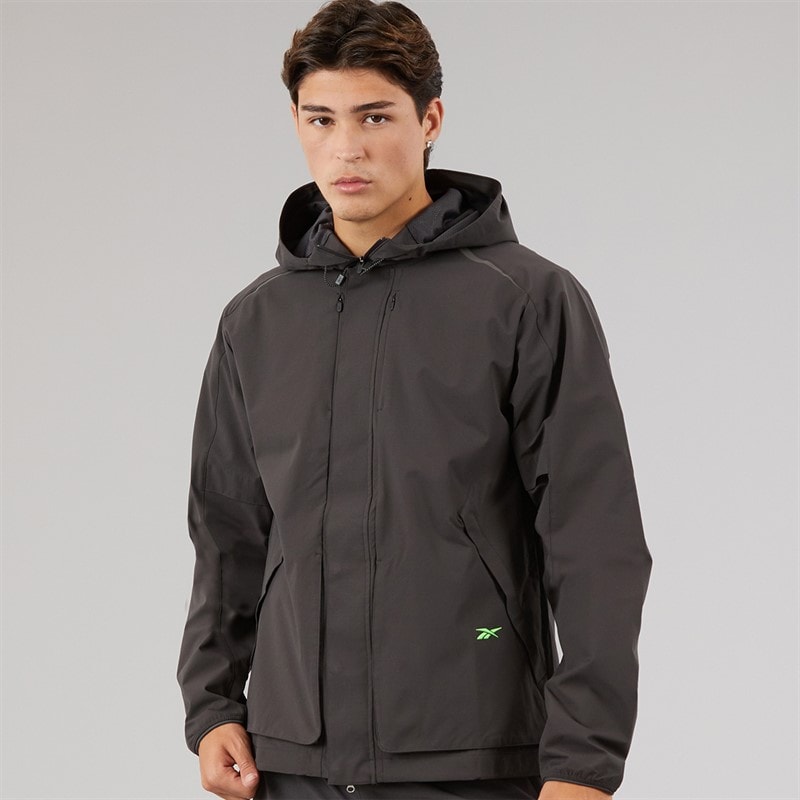 Reebok Mens RBK Lab Tech Water Resistant Jacket Washed Black