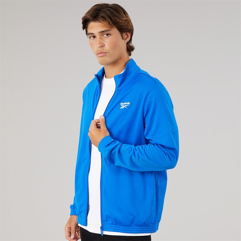 Reebok Mens Identity Vector Logo Knit Track Jacket Optimum Blue