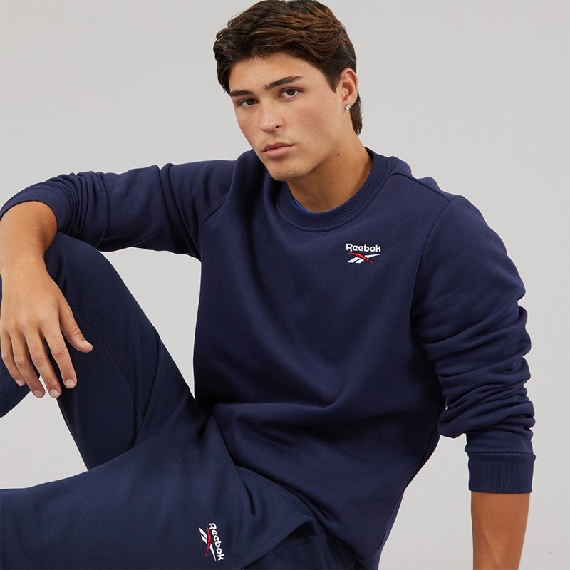 Reebok Mens Reebok Identity Small Logo Fleece Sweatshirt Vector Navy