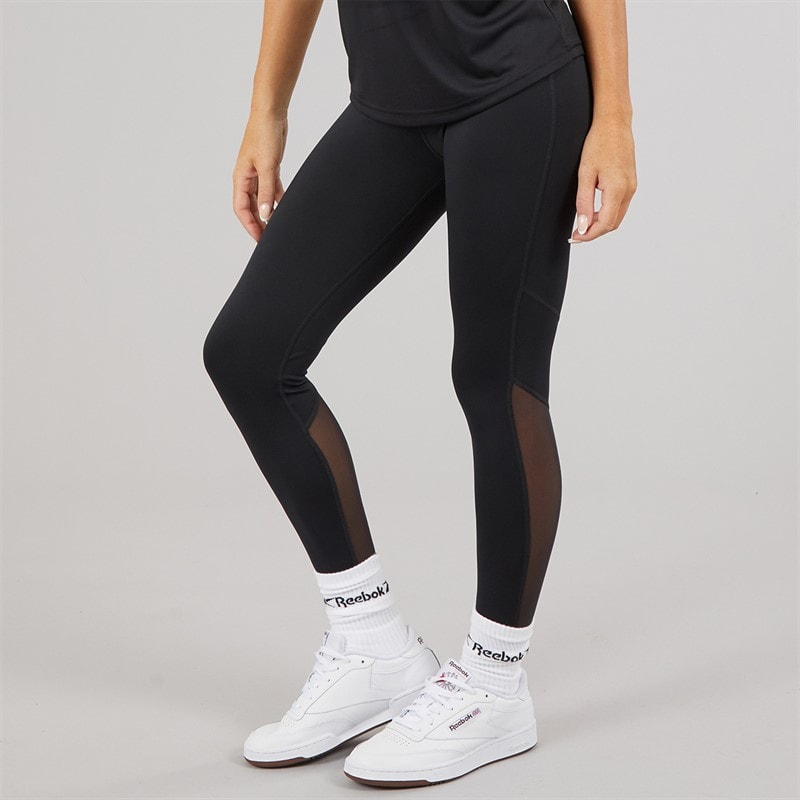 Reebok Womens Workout Ready Basic Mesh Tight Leggings Night Black
