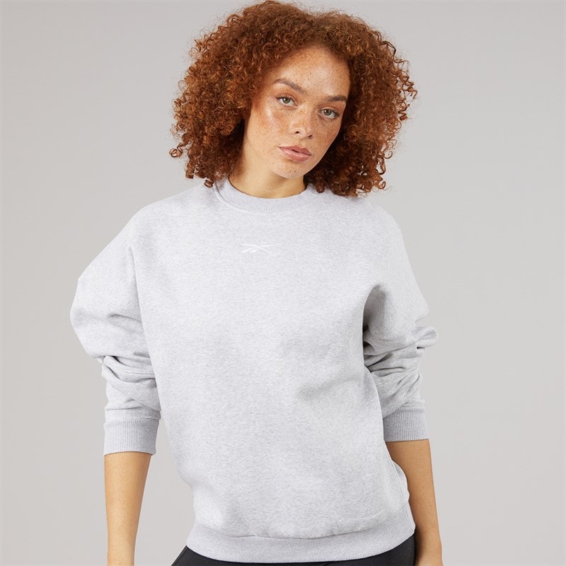 Reebok Womens Lux Oversized Crew Sweat Light Grey Heather