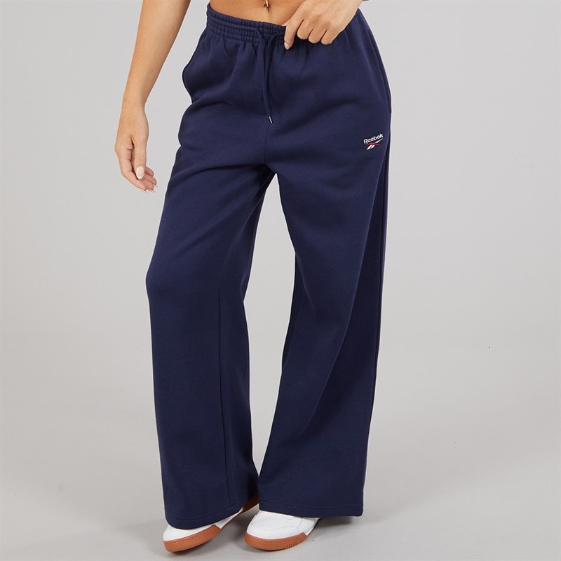 Reebok Womens Reebok Identity Small Logo Fleece Wide Leg Pants Vector Navy