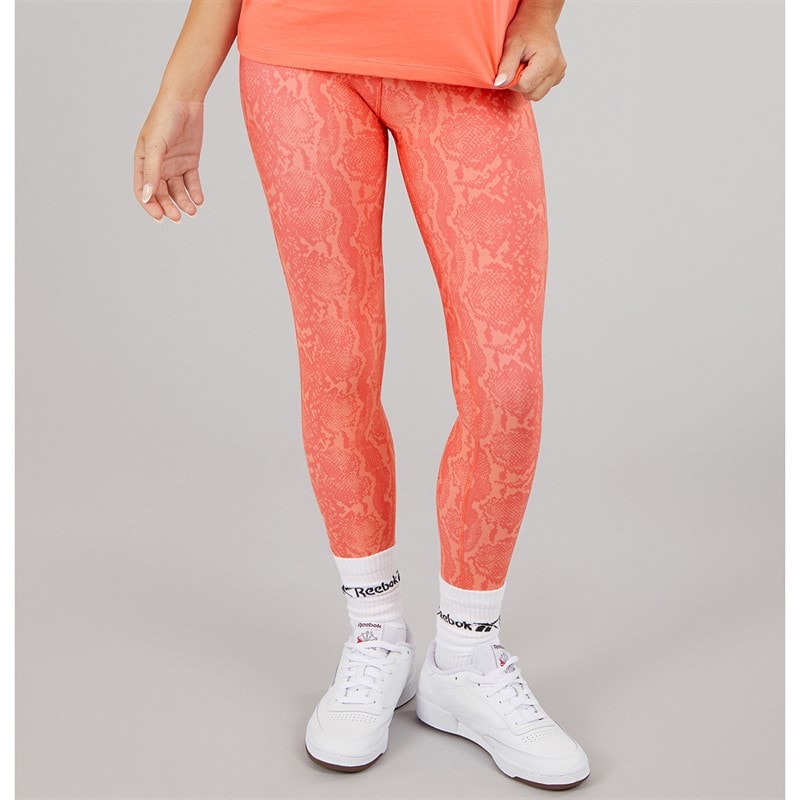 Reebok Womens ID Train AOP High Waist Tight Leggings Sunset Coral