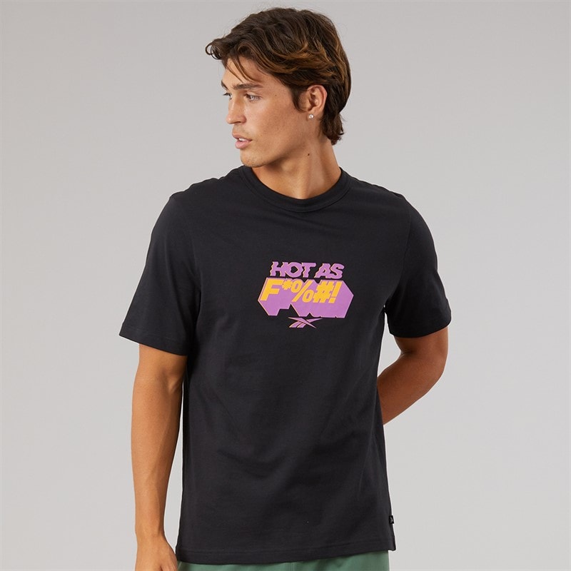 Reebok Mens Graphic Series Hype Text T-Shirt Black