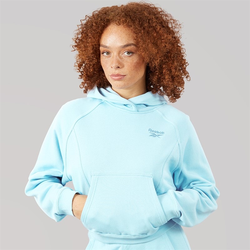 Reebok Womens Icon Elements French Terry Hoodie Y2K Blue