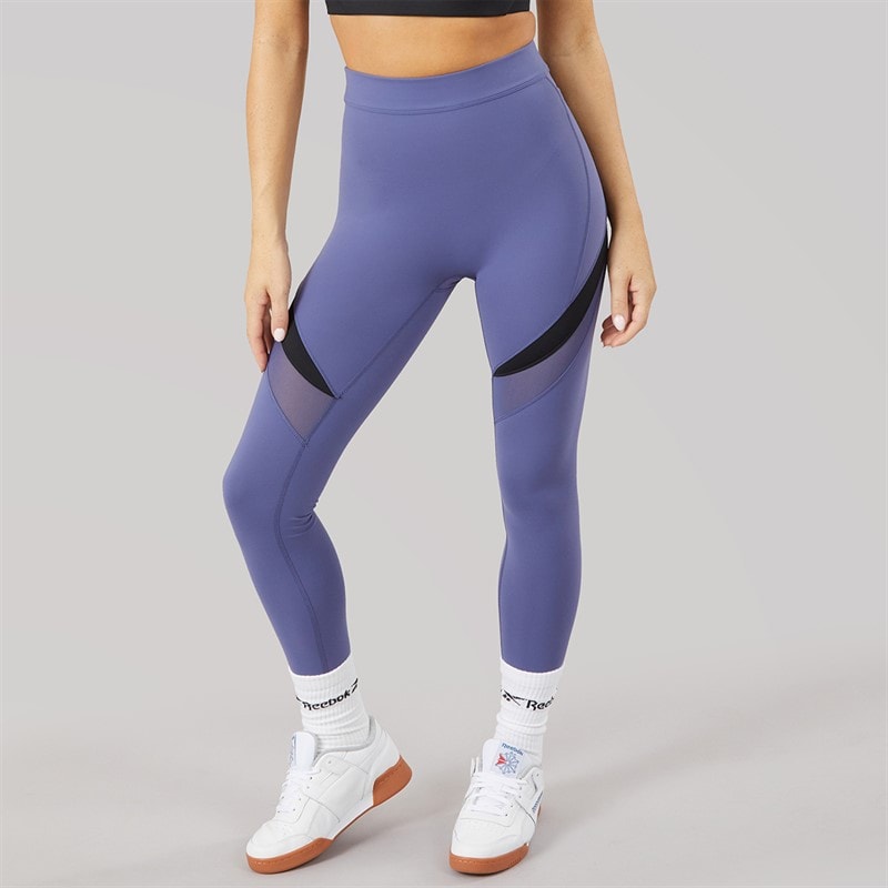 Reebok Womens Lux Colorblock High Waisted 7/8 Tight Leggings Twilight Purple