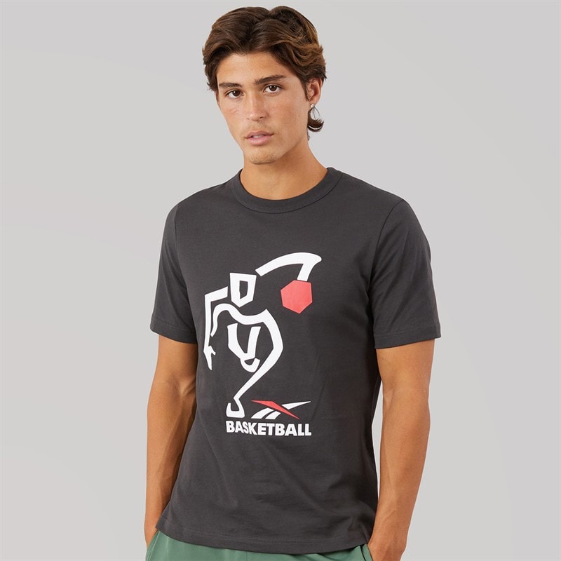 Reebok Mens Graphic Series Attack T-Shirt Washed Black