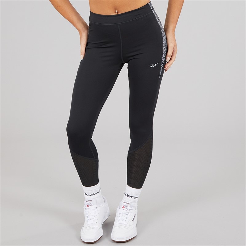 Reebok Womens Running AOP High Waisted Tight Leggings Night Black