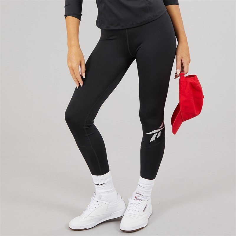 Reebok Womens Running Vector Logo High Waist Tight Legging Night Black