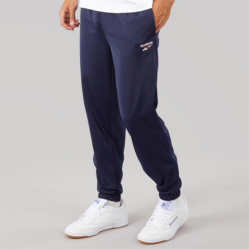 Reebok Mens Identity Vector Logo Knit Track Pants Vector Navy