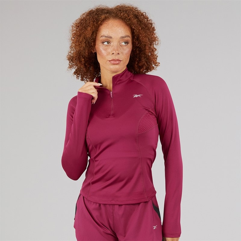 Reebok Womens Running 1/4 Zip Top Very Berry