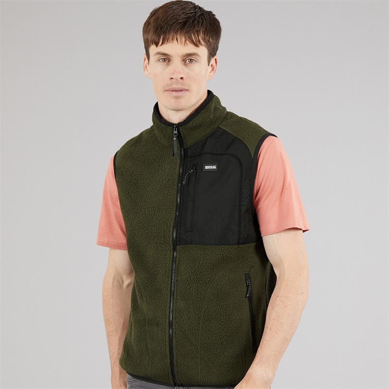 Regatta Mens Frankie Borg Fleece Gilet Dark Khaki