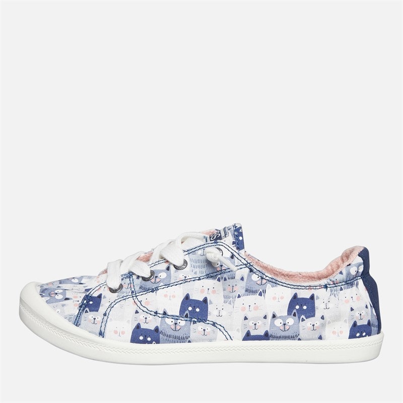 SKECHERS Womens Bobs Beach Bingo Wide Fit Canvas Shoes Navy