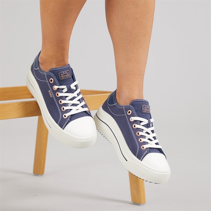 SKECHERS Womens Bobs Whinnie High Ranking Platform Trainers Navy