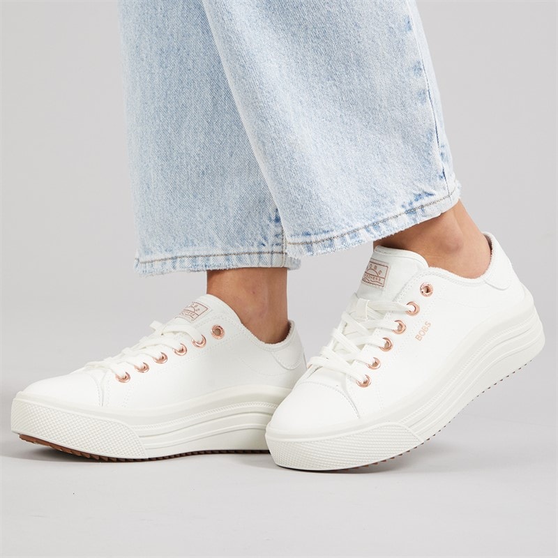 SKECHERS Womens Bobs Whinnie High Ranking Platform Trainers White