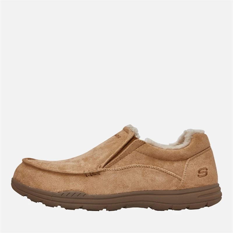 SKECHERS Mens Expected X Larmen Moccasin Slippers Tan