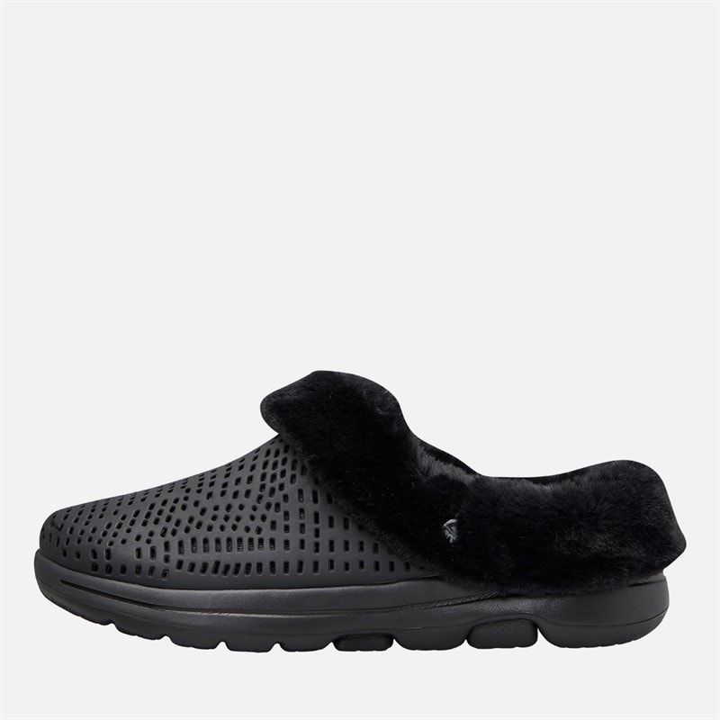 SKECHERS Womens Go Walk 5 Cozy Embrace Slippers Black/Black