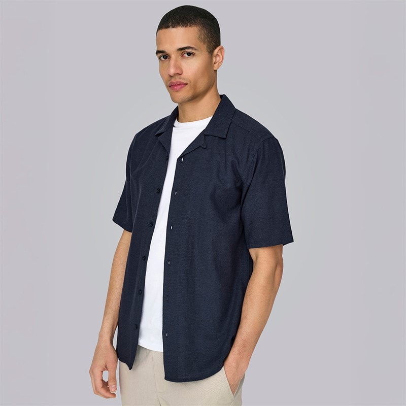 ONLY & SONS Mens Caiden Sol Res Short Sleeve Shirt Night Sky