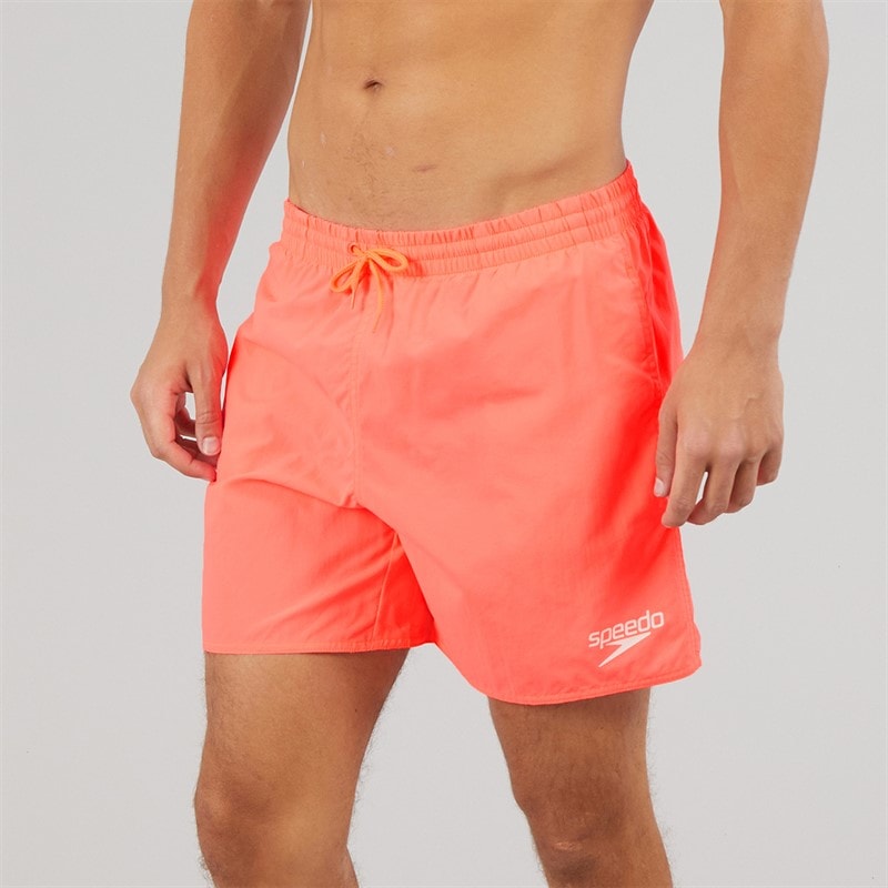 Speedo Mens Essentials 16 Inch Water Shorts Black/Neon Coral