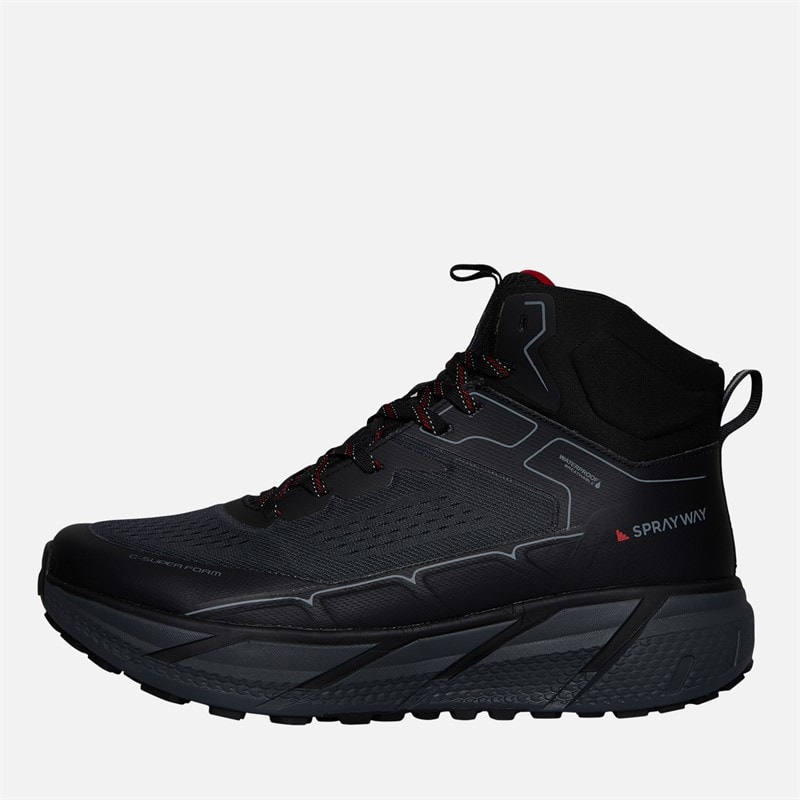 Sprayway Mens Higger Mid Hydrodry Waterproof Trail Walking Boots Black/Charcoal/Tango Red