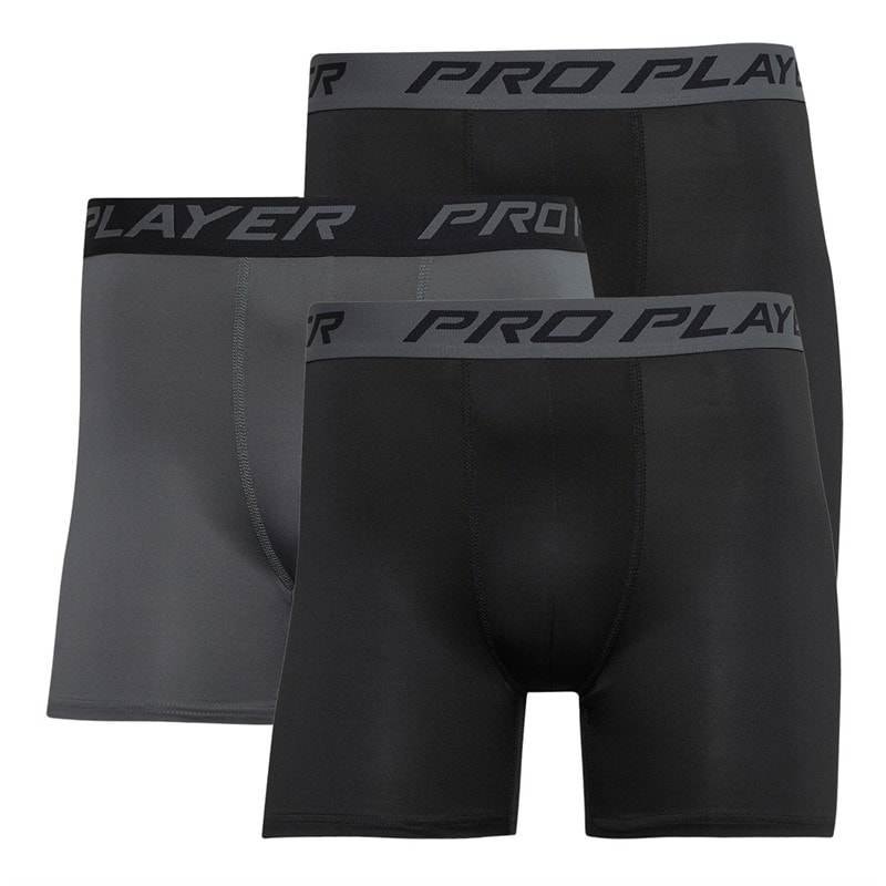 Pro Player Mens Performance Three Pack Boxers Black/Grey