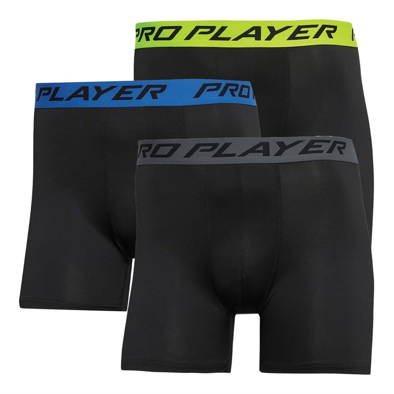 Pro Player Mens Performance Three Pack Boxers Black/Multi