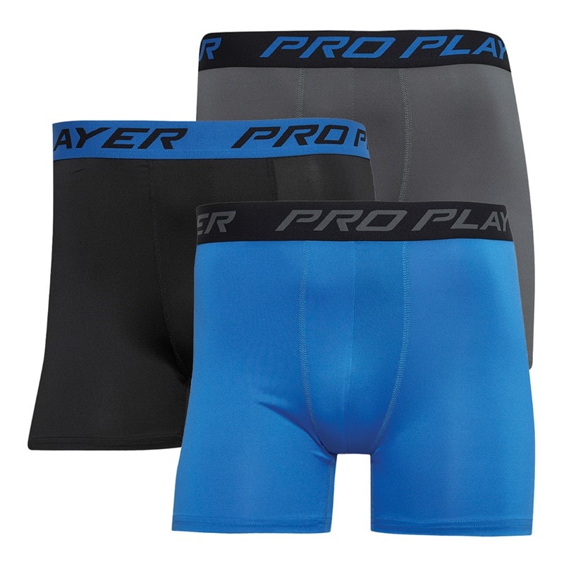 Pro Player Mens Performance Three Pack Boxers Black/Blue/Grey