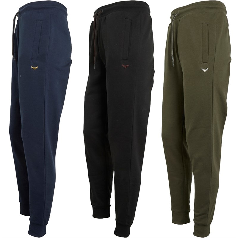 THREADBARE Mens Three Pack Trifoliate Joggers Black/Navy/Khaki