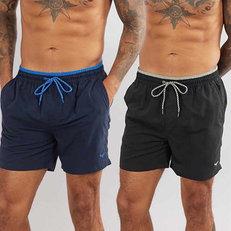 THREADBARE Mens Dawlish Two Pack Swim Short Navy/Black
