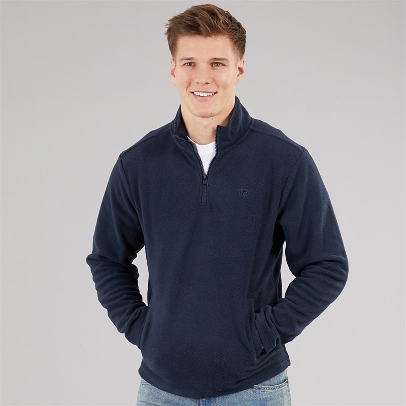 THREADBARE Mens Blade 1/4 Zip Fleece Navy
