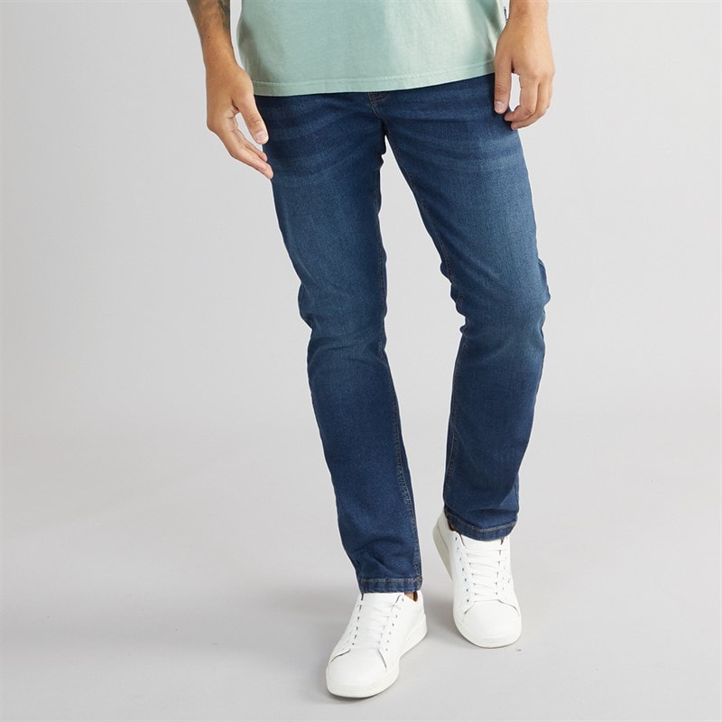 THREADBARE Mens Isling Slim Fit Jeans Vintage Wash