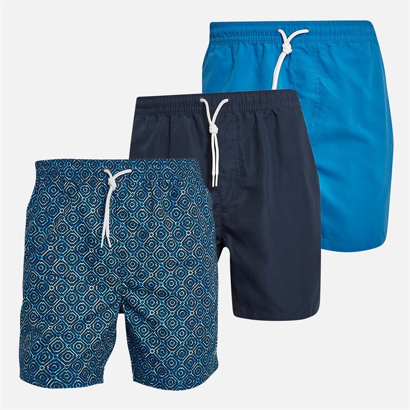 THREADBARE Mens Jo Three Pack Swim Shorts Royal/Navy/Navy