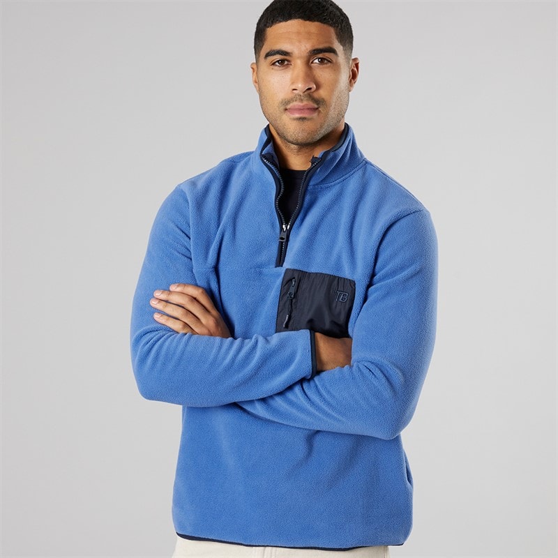 THREADBARE Mens Latrigg 1/4 Zip Fleece Colbalt/Navy