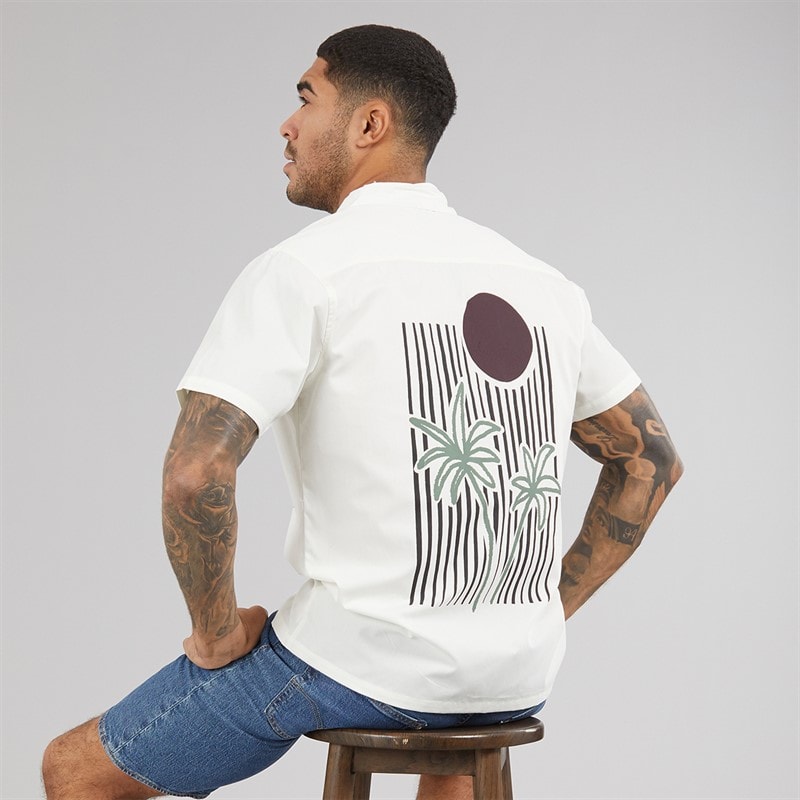 THREADBARE Mens Rawlin Short Sleeve Shirt Ecru