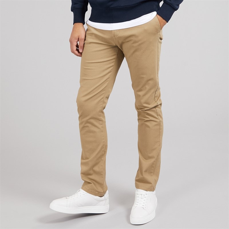 THREADBARE Mens Artois Chino Trousers Dark Stone