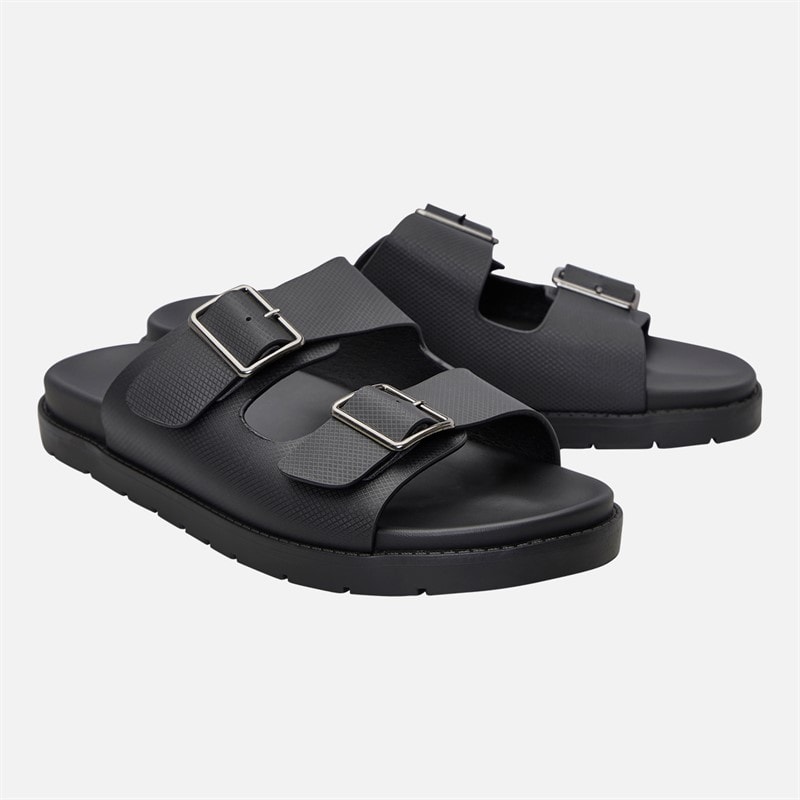 THREADBARE Mens Gladstone Dual Strap Sandals Black