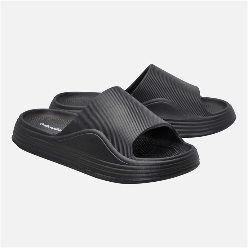 THREADBARE Mens Turnbridge Sliders Black