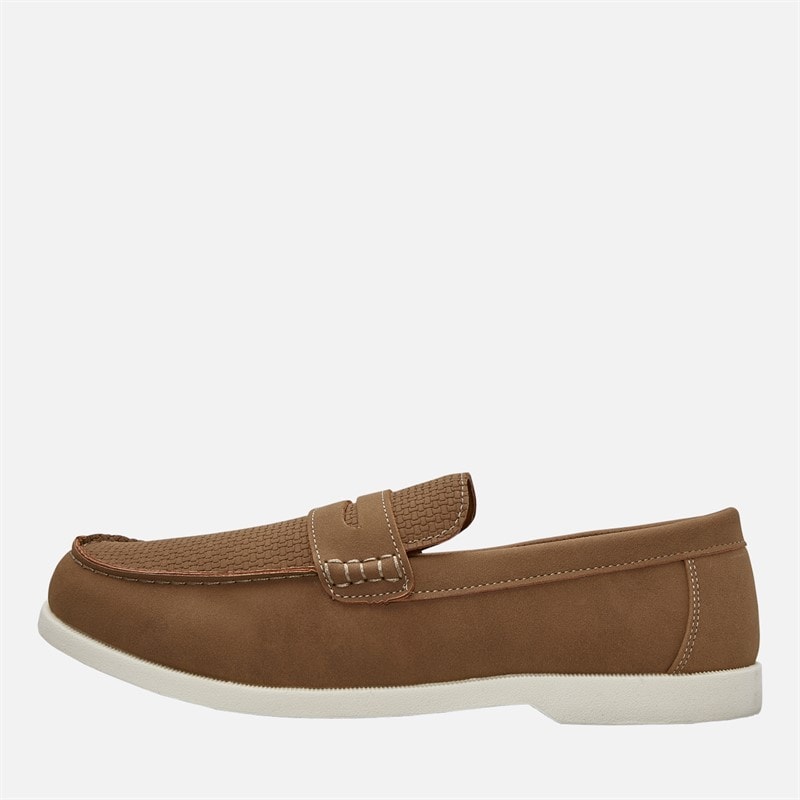 THREADBARE Mens Textured Loafers Brown