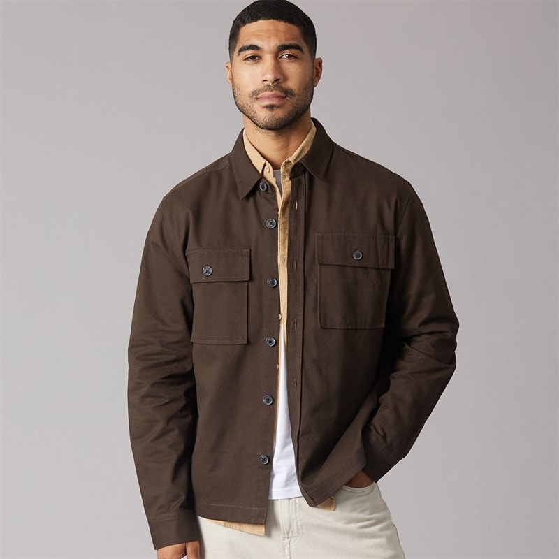 THREADBARE Mens Pulp Shacket Chocolate