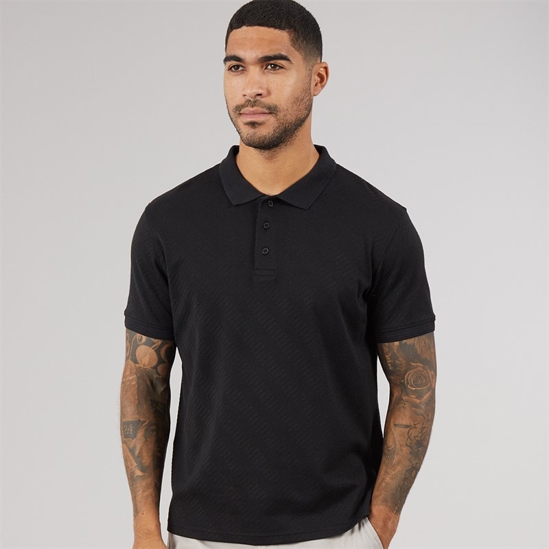 THREADBARE Mens Wigsto Polo Shirt Black