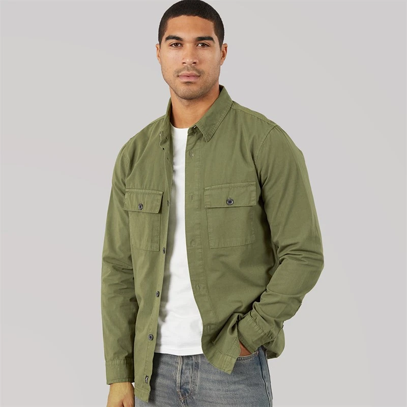 THREADBARE Mens Mini Shacket Khaki