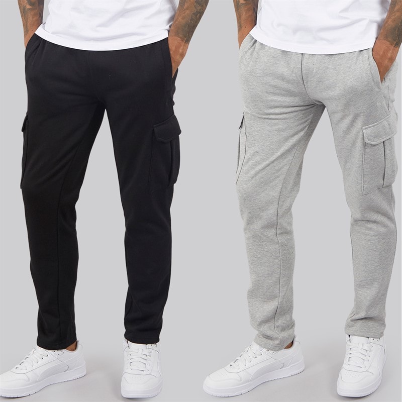 THREADBARE Mens Marylebone Two Pack Cargo Joggers Multi