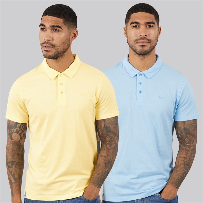 THREADBARE Mens Two Pack Becon Polo Shirts Multi