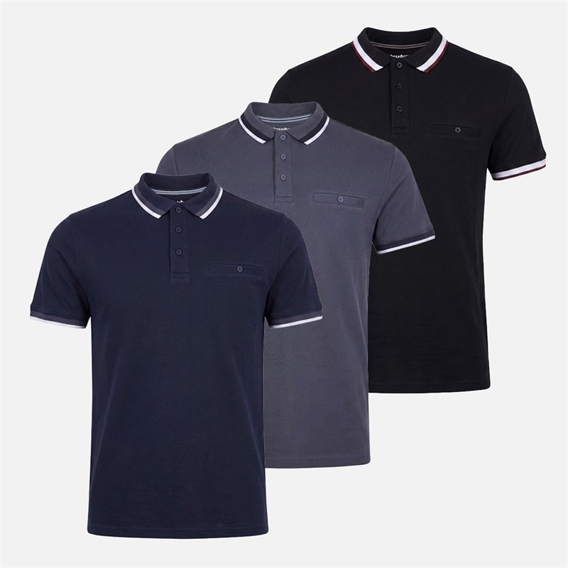 THREADBARE Mens Cowl Polo Shirts Multi