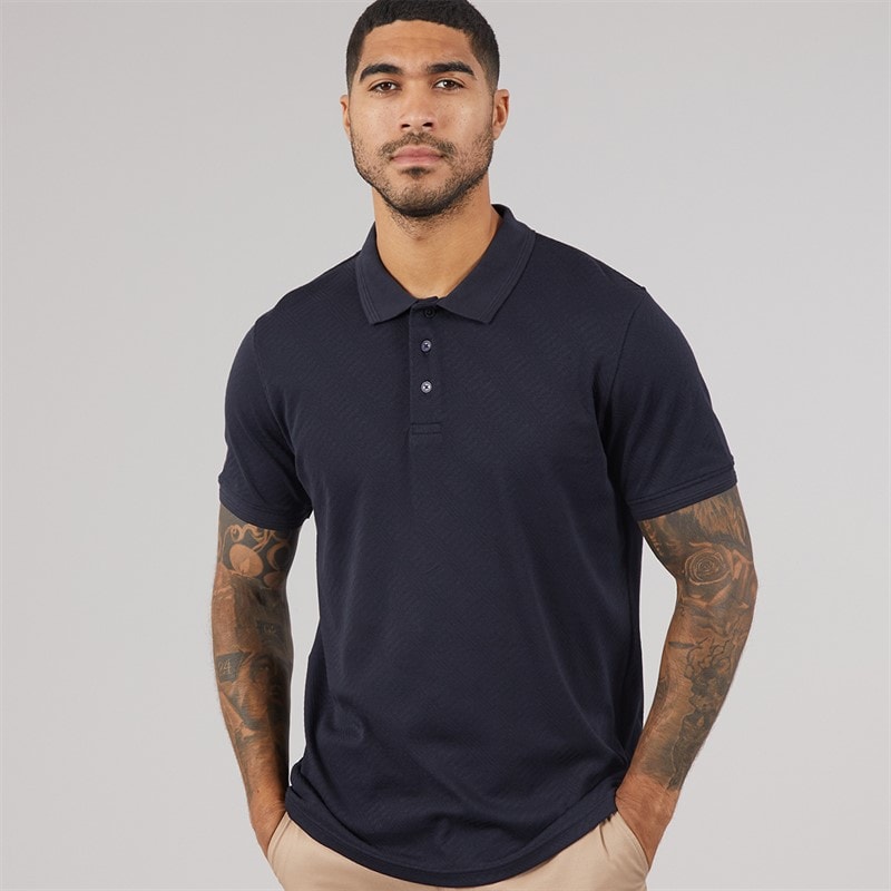 THREADBARE Mens Wigsto Polo Shirt Navy
