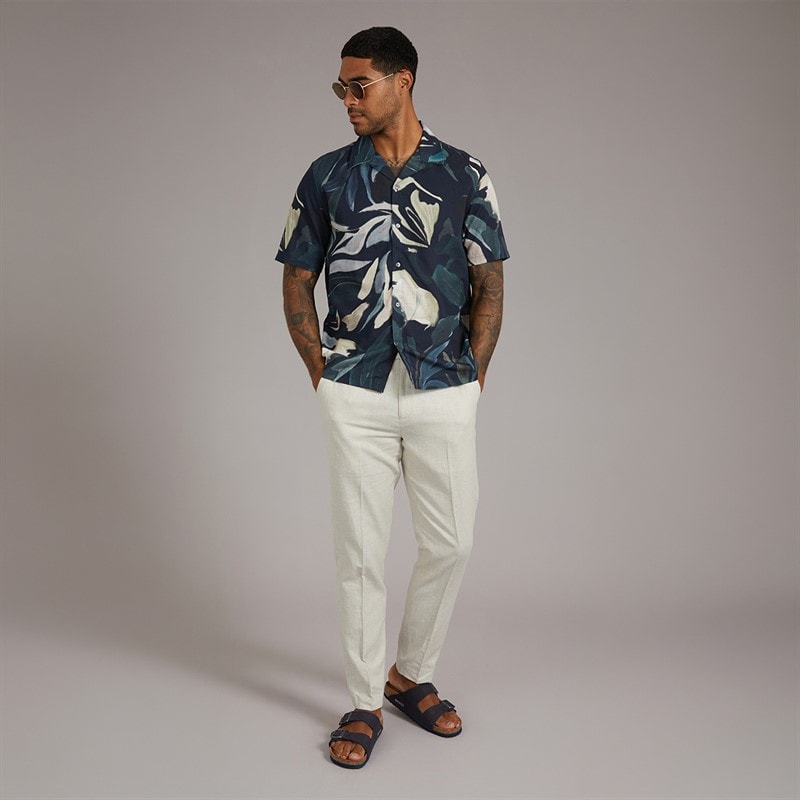 Ted Baker Mens Rognski Short Sleeve Relaxed Fit Tropical Floral Shirt Multi