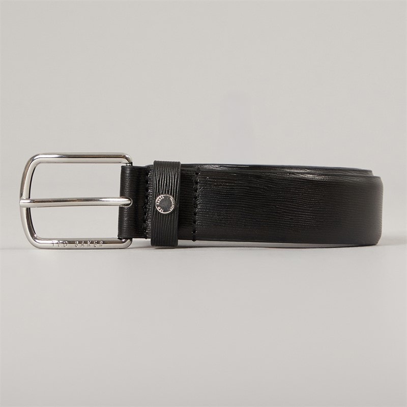 Ted Baker Mens Baiden Bark Texture Leather Belt Black