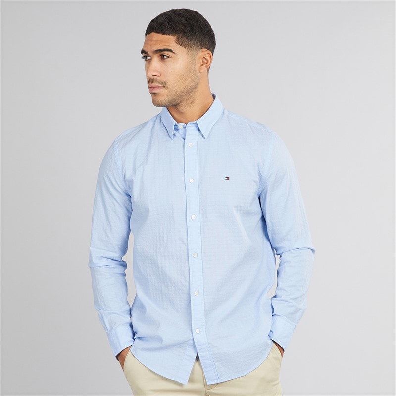 Tommy Hilfiger Mens Dobby Structure Shirt Sweet Blue