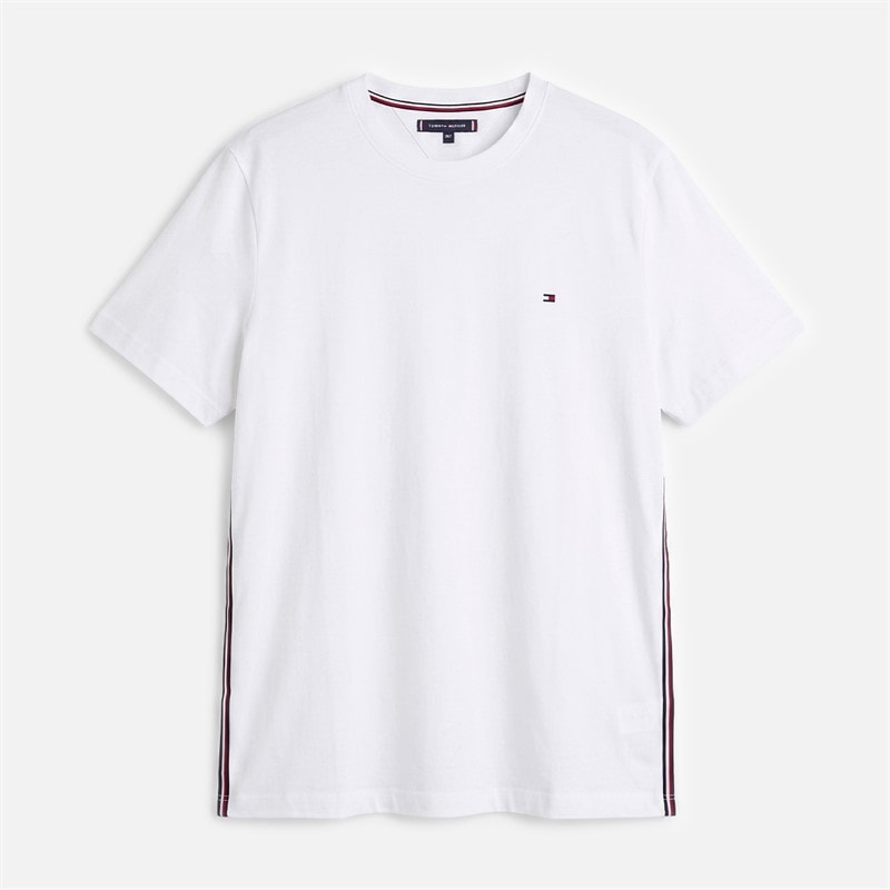 Tommy Hilfiger Mens Plus Global Stripe T-Shirt White