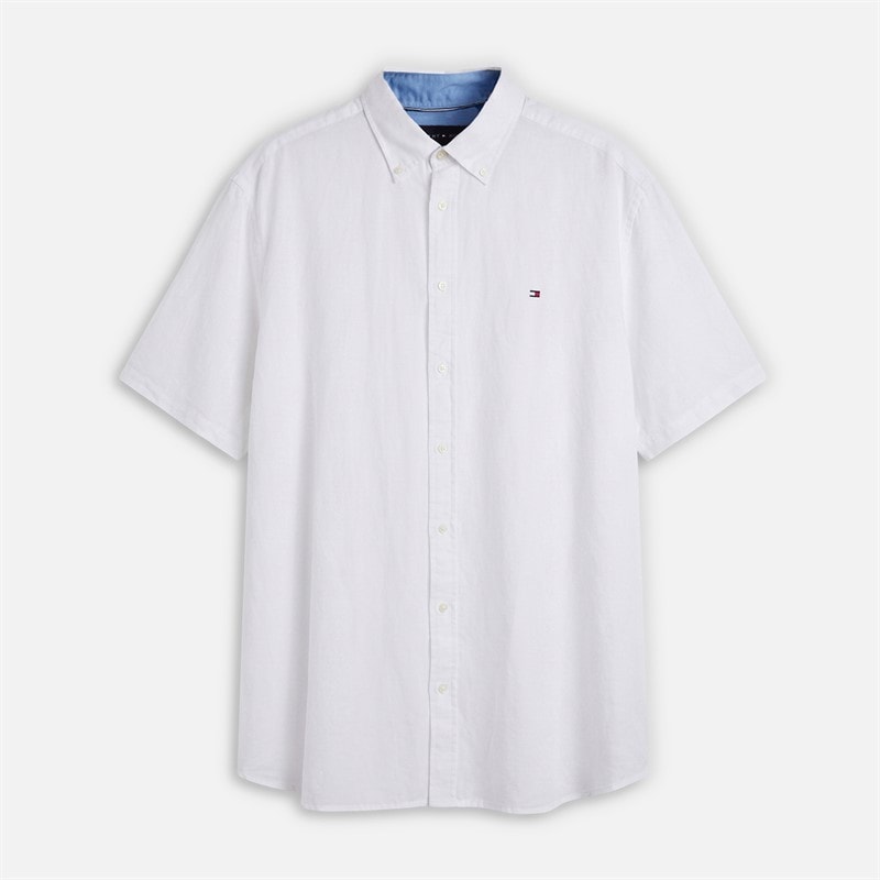 Tommy Hilfiger Mens Plus Linen Blend Long Sleeve Shirt White